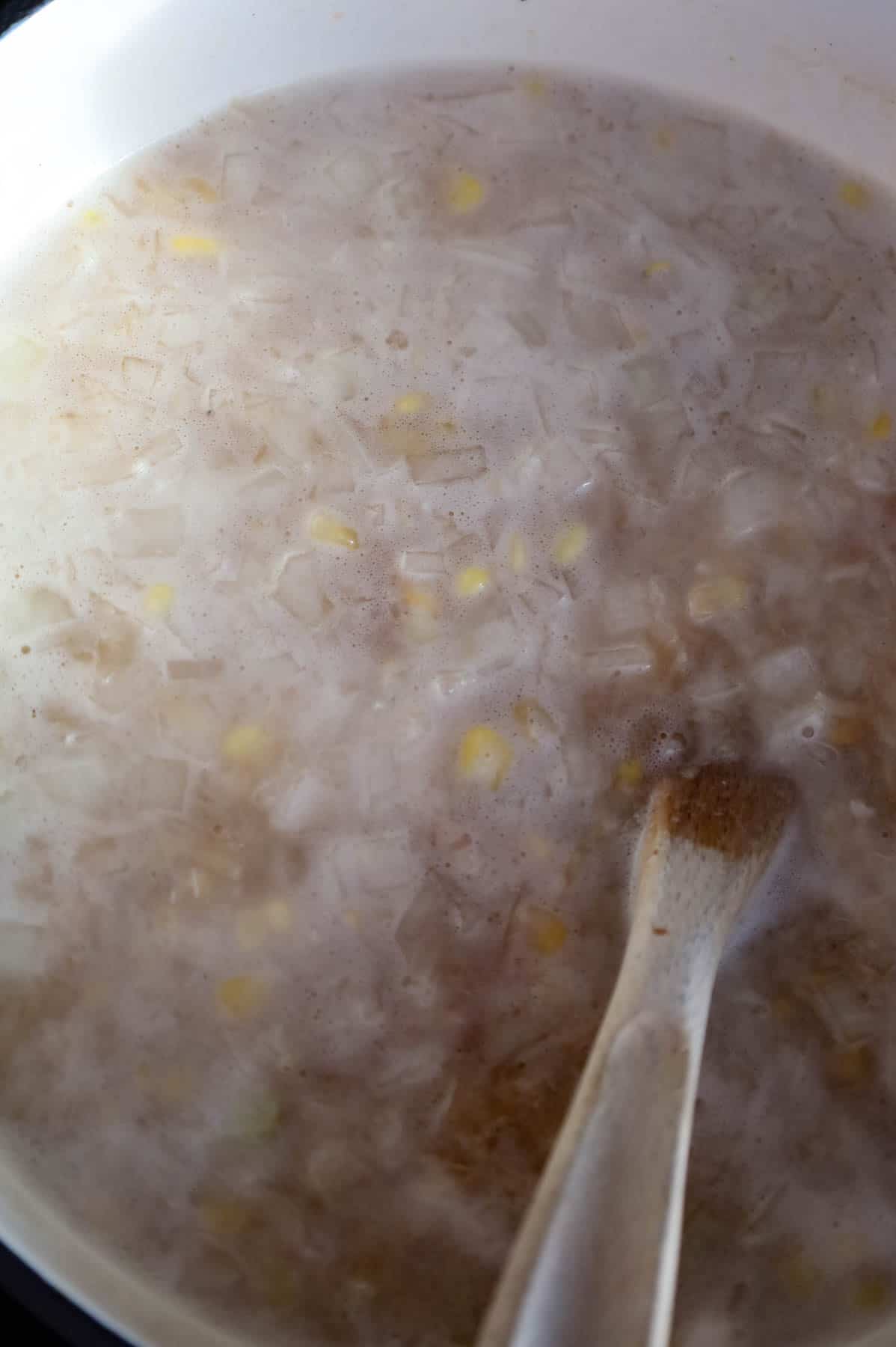 sweet corn soup simmering