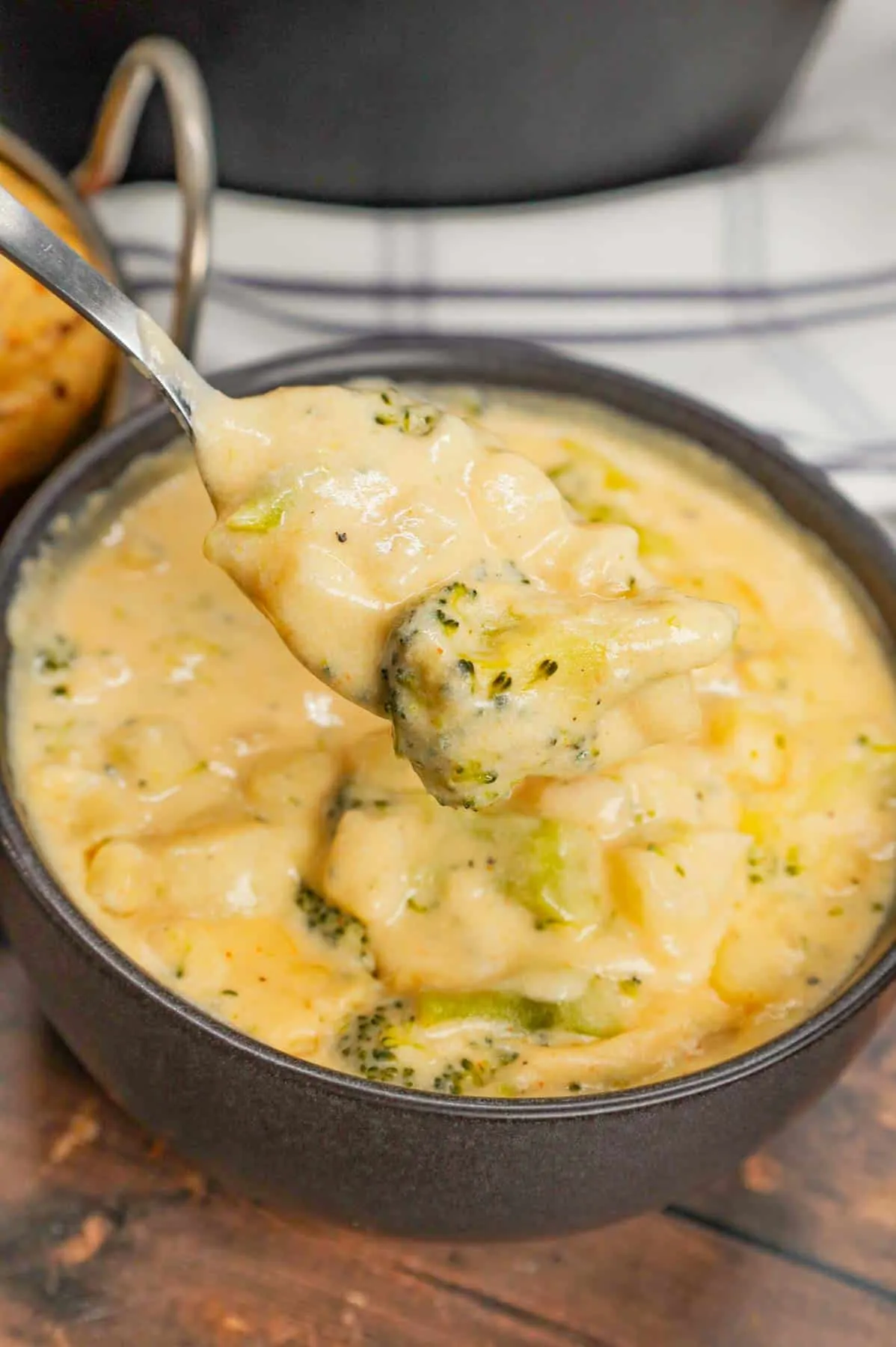 Broccoli Potato Soup is a hearty soup recipe loaded with diced hash brown potatoes, broccoli florets, cheddar cheese and instant mashed potatoes.