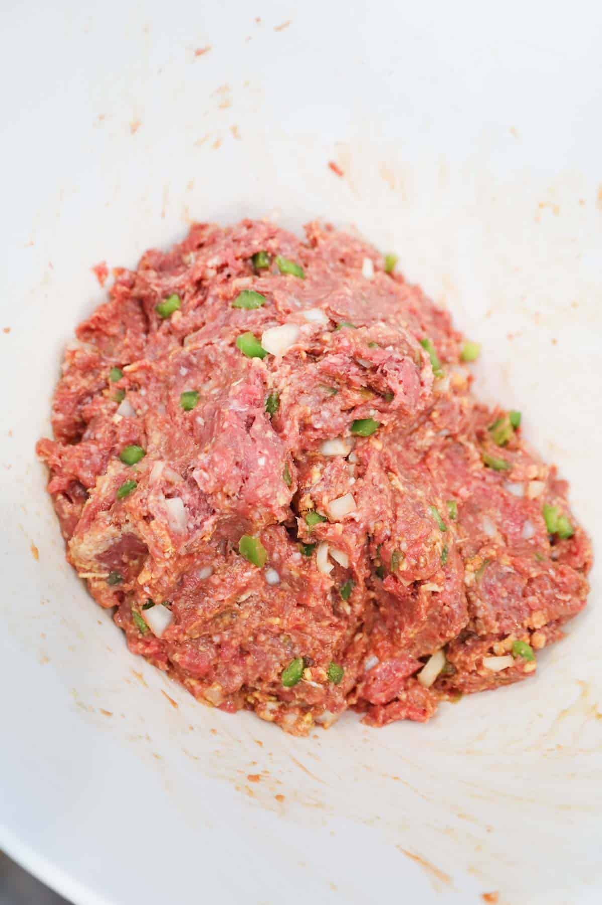 meatloaf mixture in mixing bowl