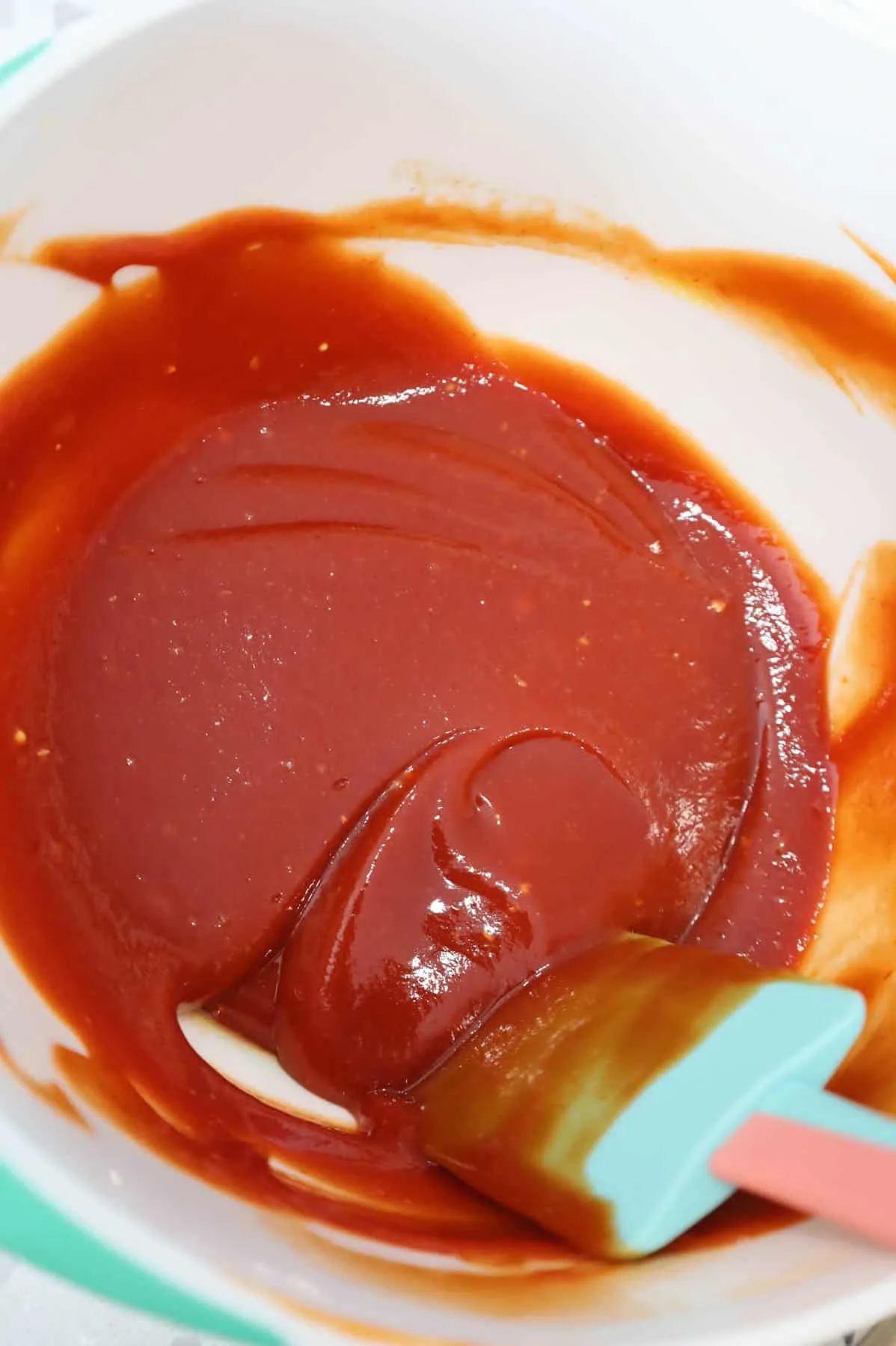 ketchup glaze mixture in a mixing bowl