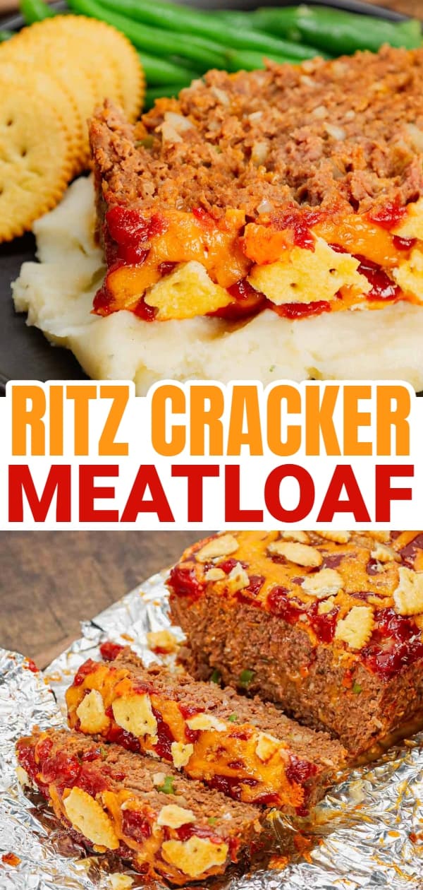 Ritz Cracker Meatloaf is a delicious ground beef meatloaf loaded with crushed Ritz crackers, onion soup mix, onions, green bell peppers and cheddar cheese.