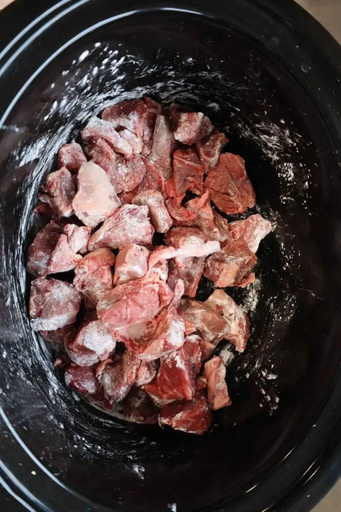Crock Pot stew beef chunks coated in corn starch