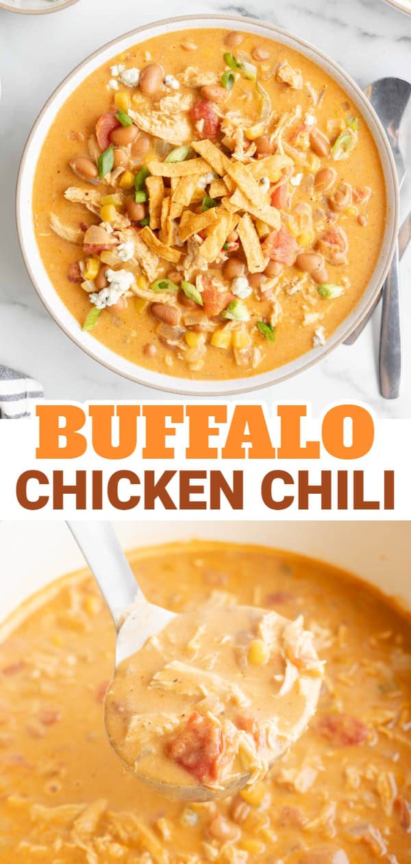 Craving the hearty warmth of chili with a spicy twist? This Buffalo Chicken Chili combines zesty buffalo flavor with tender chicken and creamy beans, creating a cozy bowl that’s sure to heat up your taste buds and become a new game-day favorite! This recipe is loaded with pinto beans, cream cheese, celery, chicken breast, corn, Buffalo sauce and diced tomatoes.