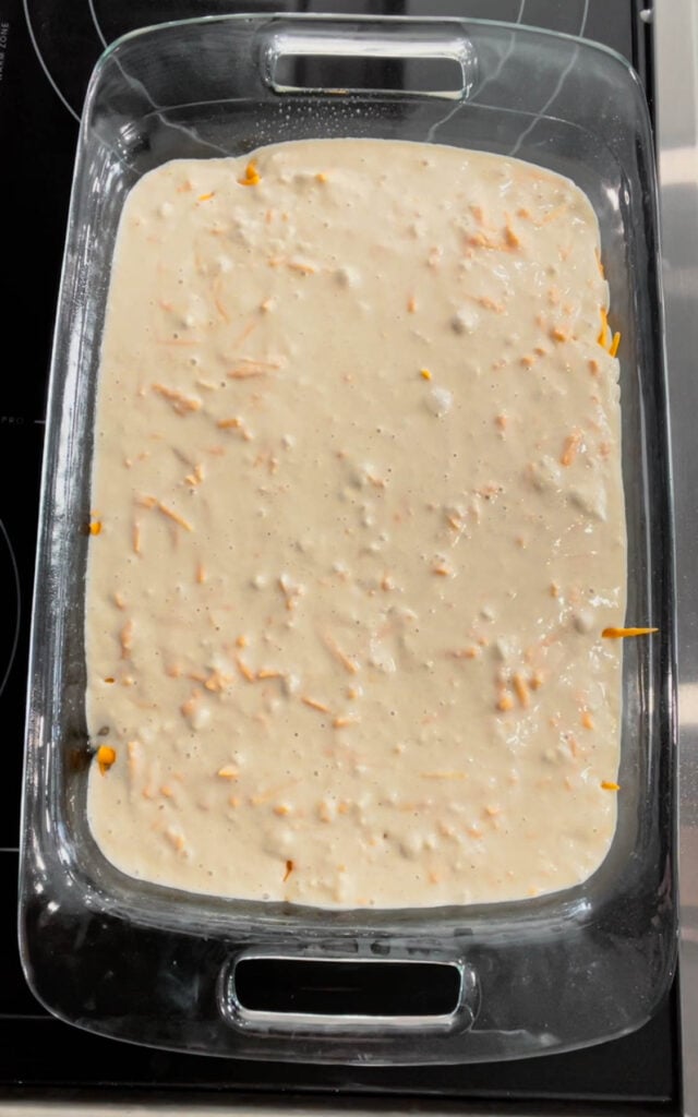 cheddar bay biscuit cobbler before baking