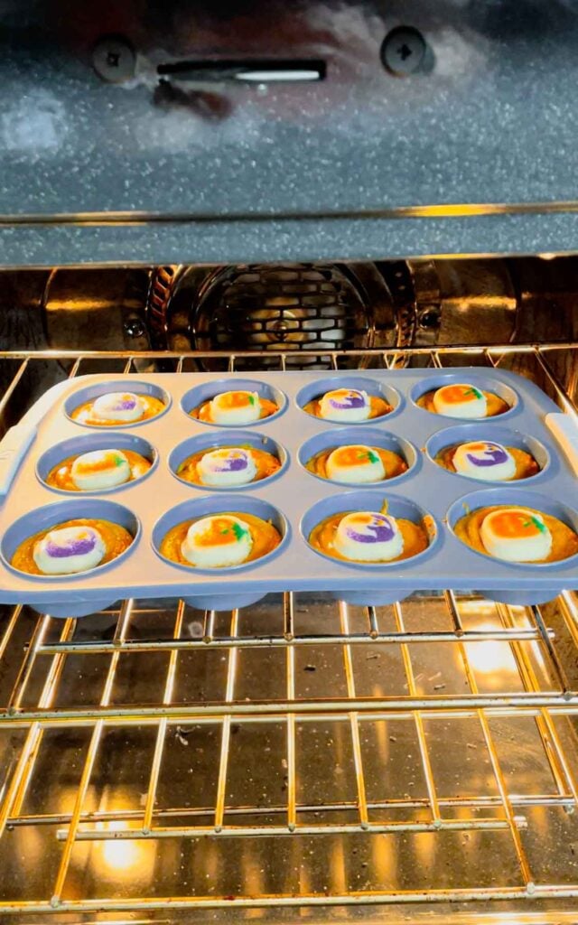 Halloween brownies baking in the oven
