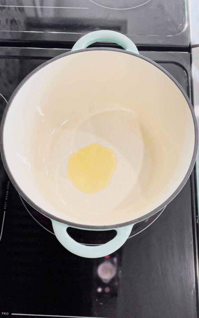 olive oil in a dutch oven