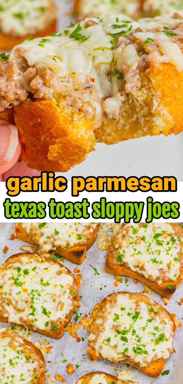 Transform your weeknight dinner game with this irresistible Garlic Parmesan Texas Toast Sloppy Joe recipe—a mouthwatering mashup of comfort food classics! This super easy dinner recipe is made with frozen Texas toast garlic bread slices loaded with ground beef in a creamy garlic parmesan alfredo sauce and topped with mozzarella cheese.