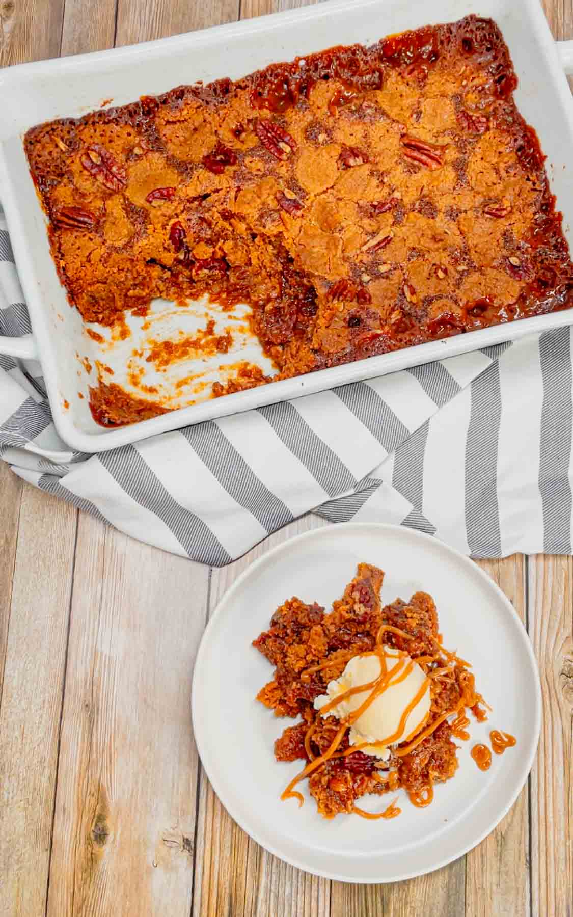 Get ready to dive into the ultimate comfort dessert—a warm, gooey peanut butter pecan pie cobbler that brings Southern charm and indulgence to your table in one irresistible bite! This decadent dessert is made with a pecan pie filling base loaded with Reese's peanut butter chips and topped with peanut butter cookie dough.