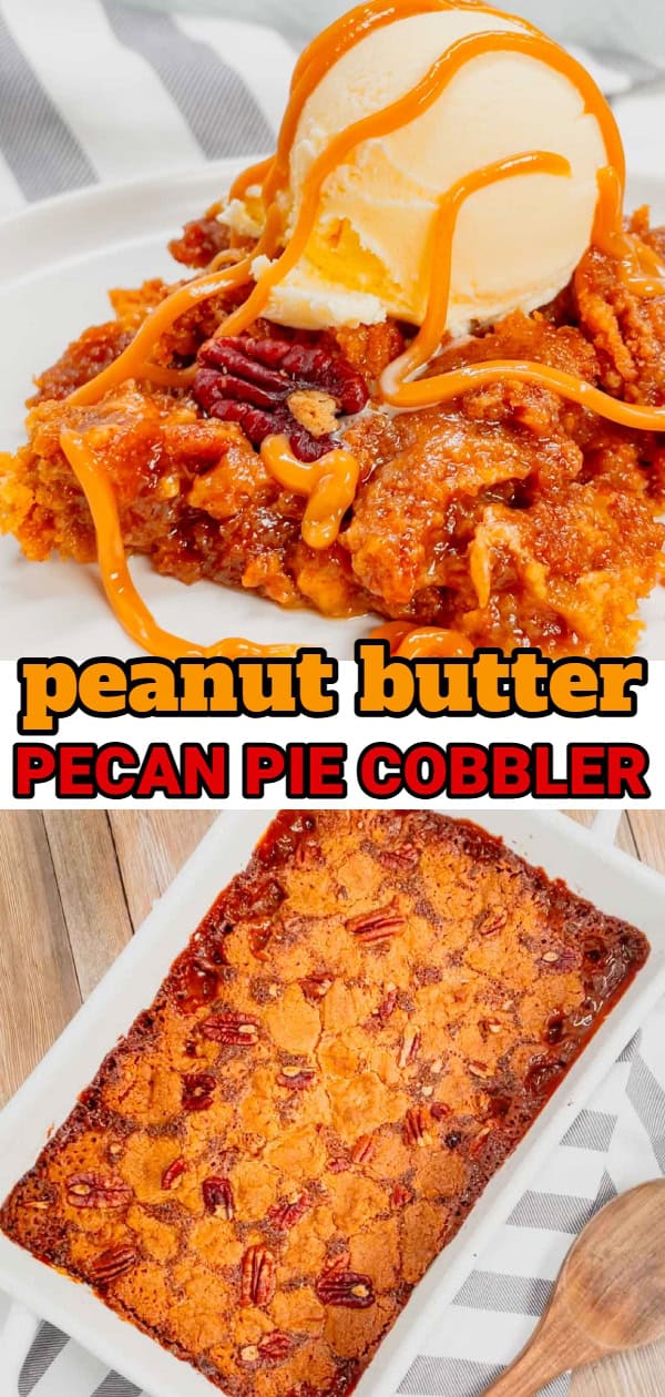 Get ready to dive into the ultimate comfort dessert—a warm, gooey peanut butter pecan pie cobbler that brings Southern charm and indulgence to your table in one irresistible bite! This decadent dessert is made with a pecan pie filling base loaded with Reese's peanut butter chips and topped with peanut butter cookie dough.