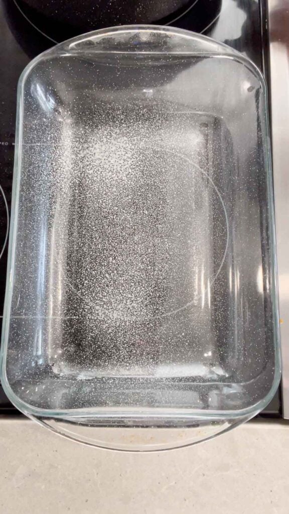baking dish sprayed with cooking spray