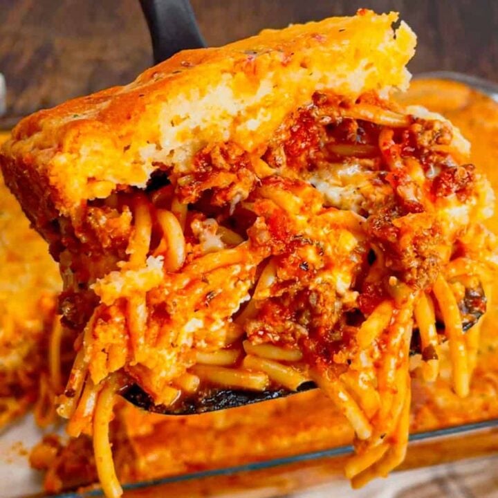 Take your comfort food game to the next level with this Cheddar Bay Spaghetti Casserole—where rich, cheesy pasta meets the buttery, garlicky goodness of those famous biscuits in one irresistible bake! This hearty casserole is loaded with ground beef, marinara, ricotta, mozzarella and spaghetti noodles all topped with an irresistible fluffy layer of Cheddar Bay biscuit.