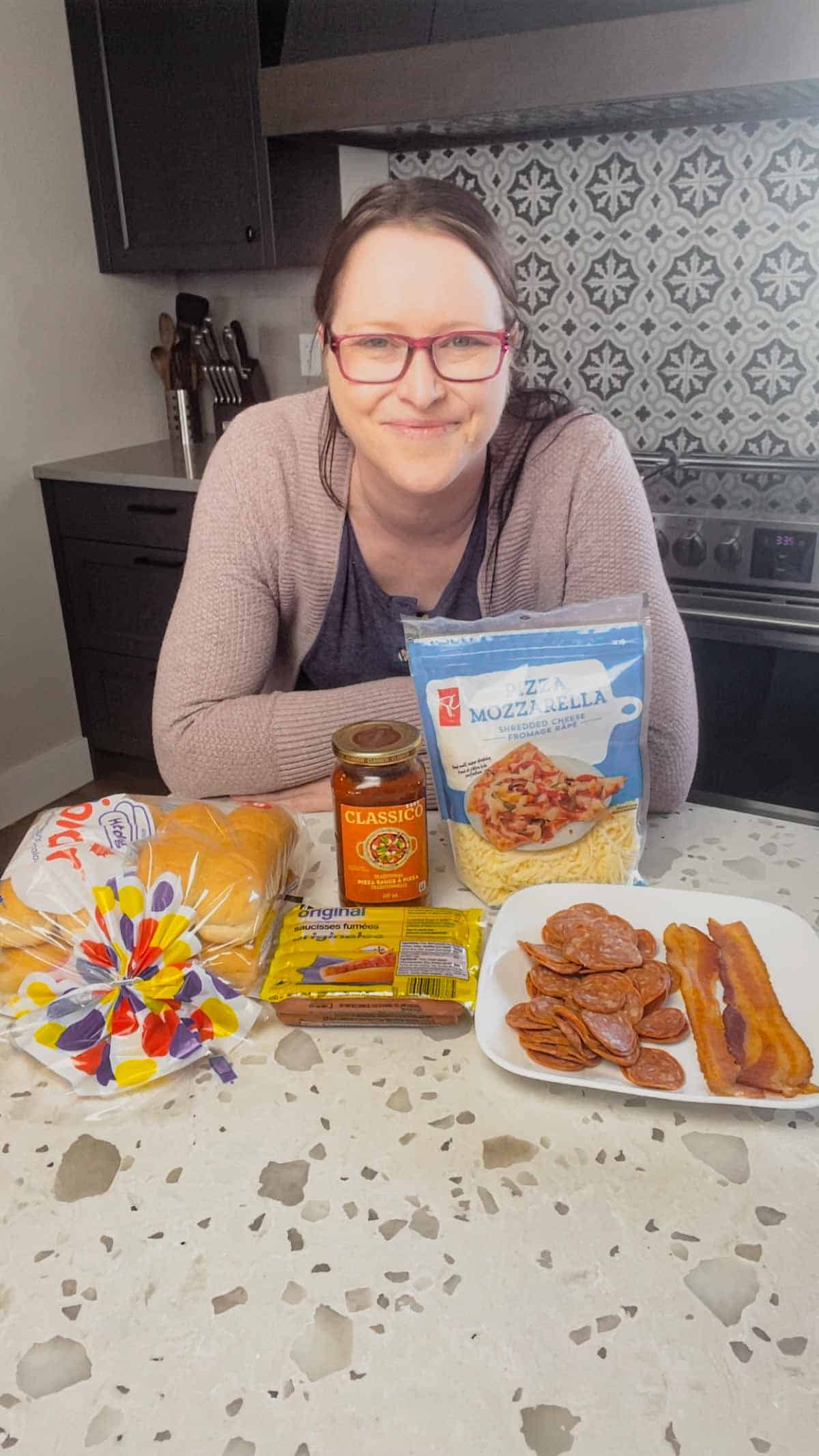 air fryer pizza dog ingredients on a kitchen counter