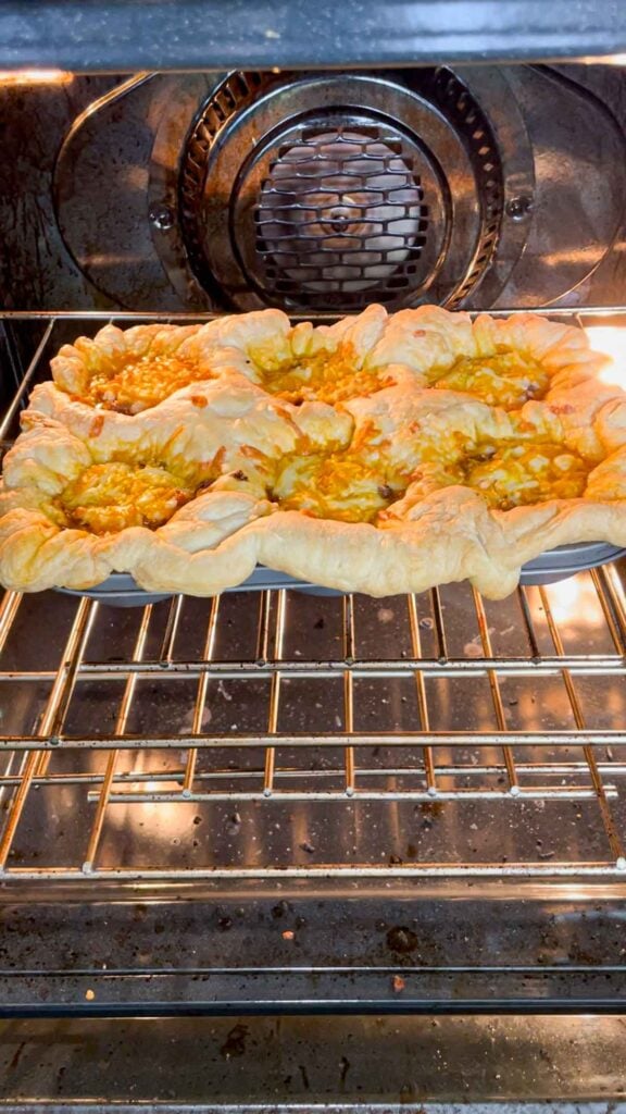 puff pastry taco pot pies baking in the oven
