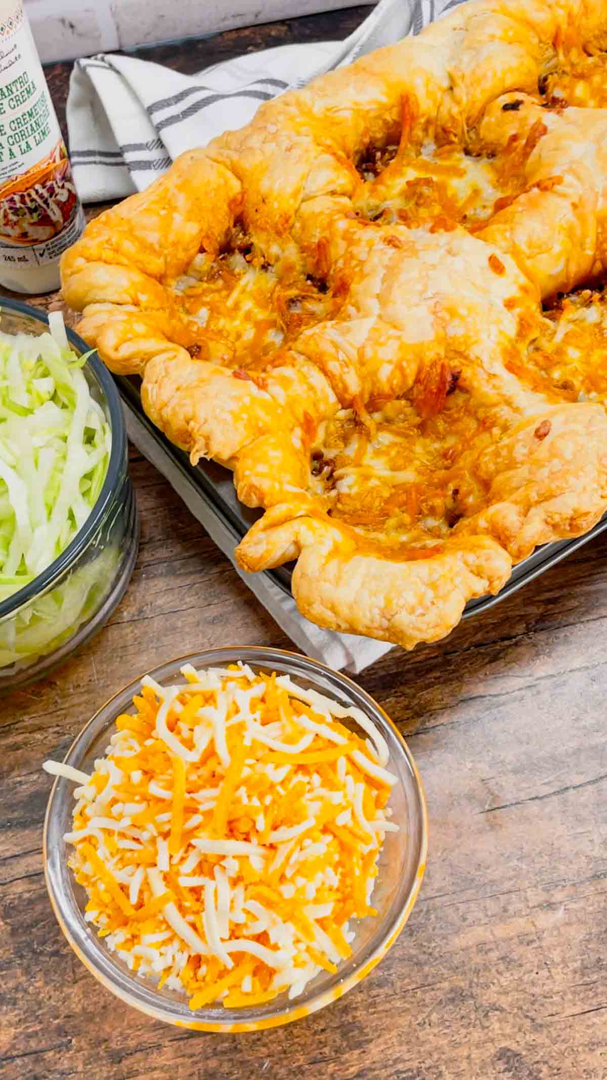 Individual Taco Pot Pies are a fun and hearty ground beef dinner recipe perfect for weeknights. These pot pies are made with store bought puff pastry, filled with a beef taco meat, Rotel and cheese and baked in jumbo muffin tins until perfectly browned and flaky.
