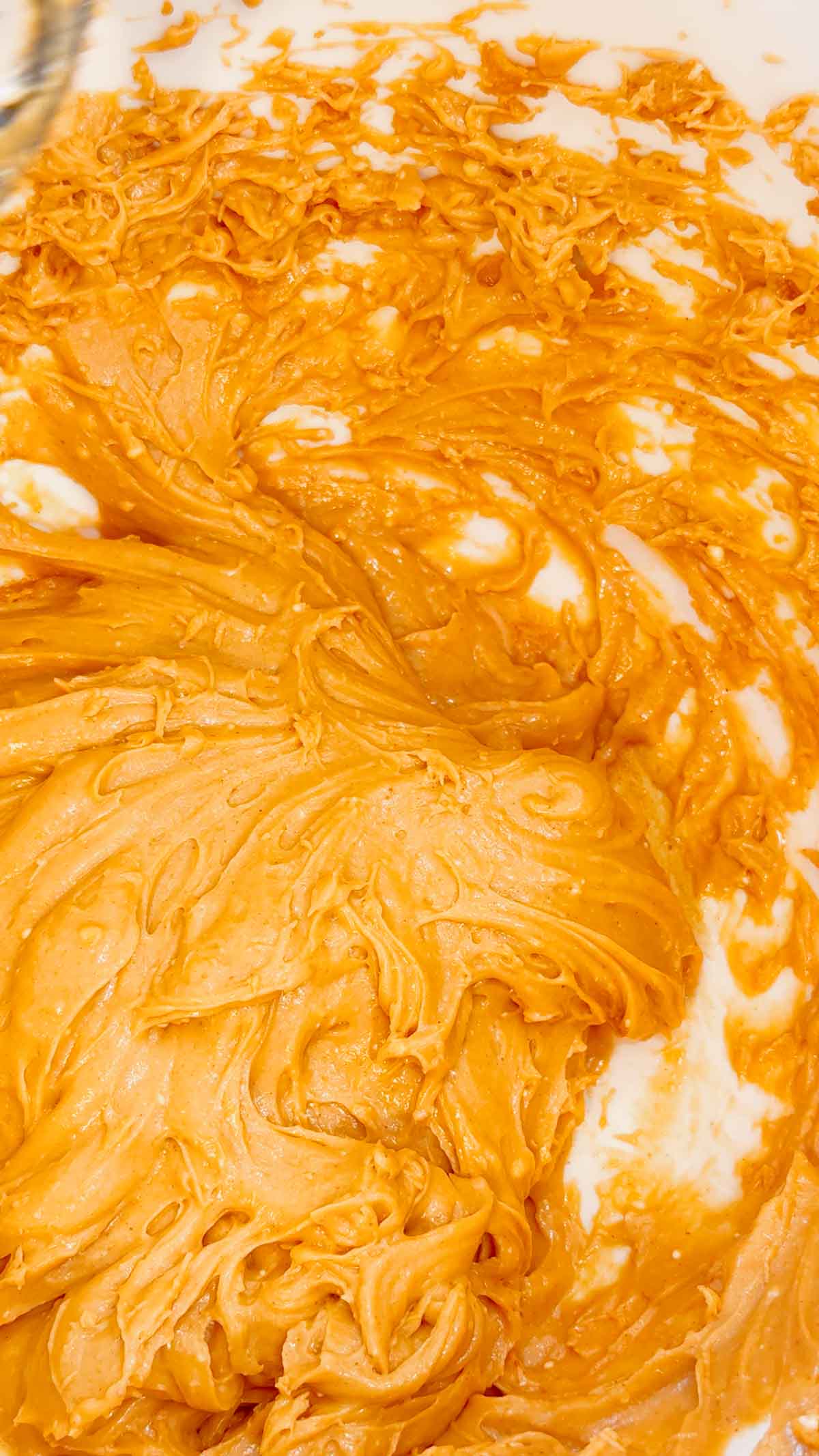 creamy peanut butter and butterscotch mixture in a mixing bowl