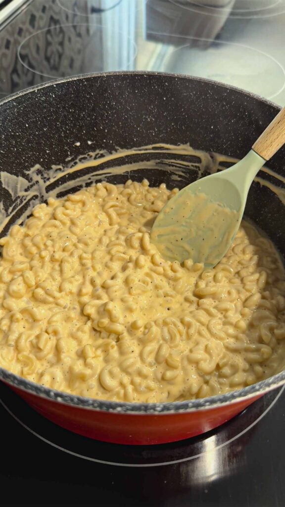 creamy mac and cheese in a large pot