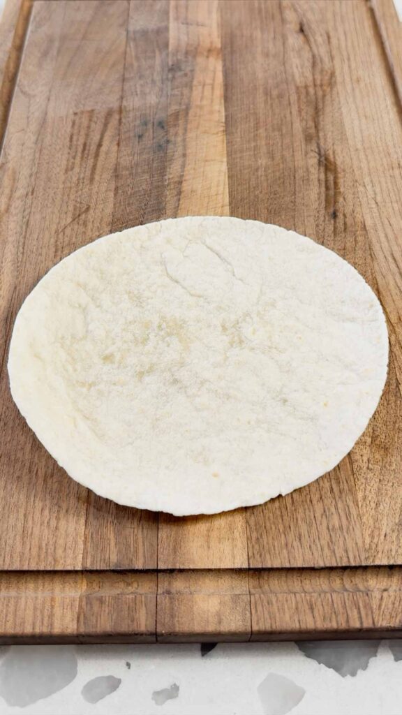 flour tortilla on a cutting board