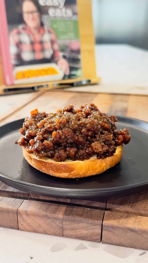 strawberry jam sloppy joe mixture on a bun