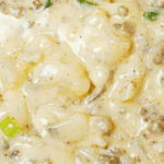 Cheesy Hamburger Potato Soup is the perfect cold weather comfort food for fall and winter. This thick and creamy soup is loaded with ground beef, diced potatoes, green onions and cheddar cheese. If you are looking for an easy weeknight dinner recipe idea using ground beef then you need to give this a try. It is a family friendly meal kids will love.