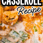 Cream Cheese and Bacon Green Bean Casserole is a classic holiday dinner side dish recipe. This creamy green bean casserole is perfect for Thanksgiving and Christmas. This dish is loaded with frozen cut green beans, cream cheese, onion soup mix, and crumbled bacon all topped with crispy fried onions and Ritz cracker crumbs.