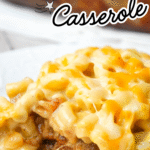 Mac and Cheese Meatloaf Casserole is a fun mashup of two classic comfort food meals. This fun dinner idea starts with a ground beef meatloaf base topped with a ketchup meatloaf glaze followed by a top layer of creamy macaroni and cheese. This is a family friendly dinner recipe the kids will love.
