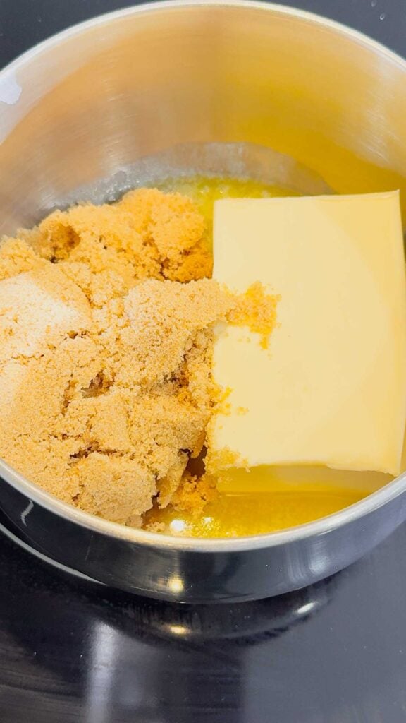 butter and brown sugar in a saucepan