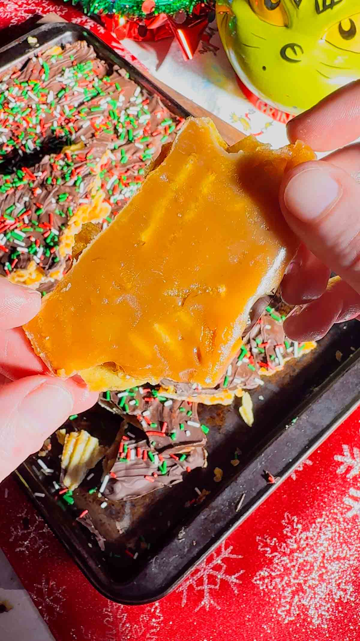 This Potato Chip Christmas Crack is the ultimate sweet-and-salty holiday treat that disappears fast. Made with crispy potato chips, homemade buttery toffee, melted chocolate, and topped with festive sprinkles, this easy no-bake Christmas crack recipe is perfect for holiday parties, cookie trays, and edible gifts.