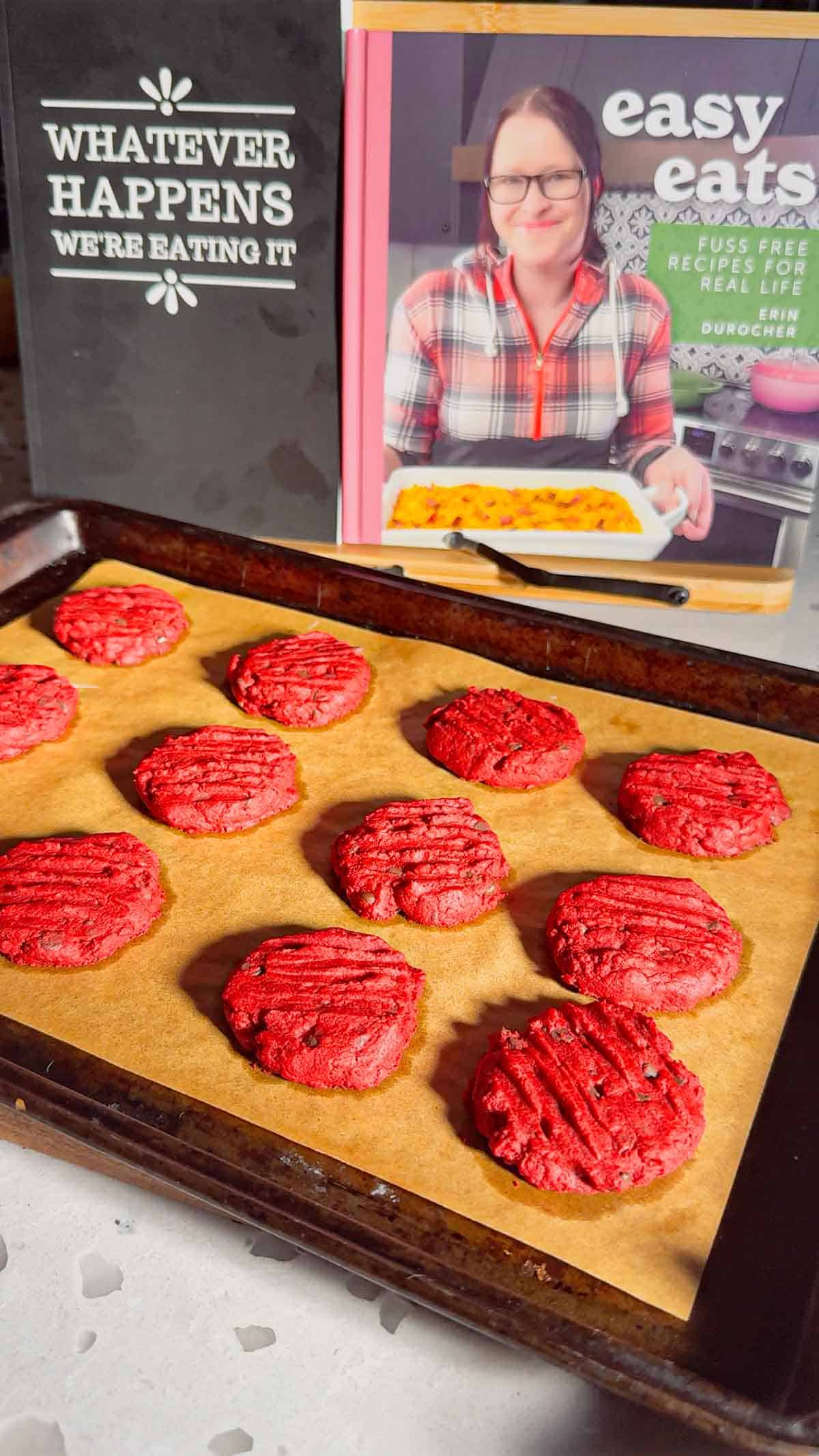 These red velvet shortbread cookies are a festive twist on classic whipped shortbread, with a rich red colour. With cream cheese, a hint of cocoa powder, and mini chocolate chips, this easy red velvet cookie recipe delivers the perfect balance of buttery, chocolatey flavour in every bite. Whether you’re baking for the holidays, a cookie exchange, or just because, these red velvet shortbread cookies are simple to make and guaranteed to stand out on any dessert table.