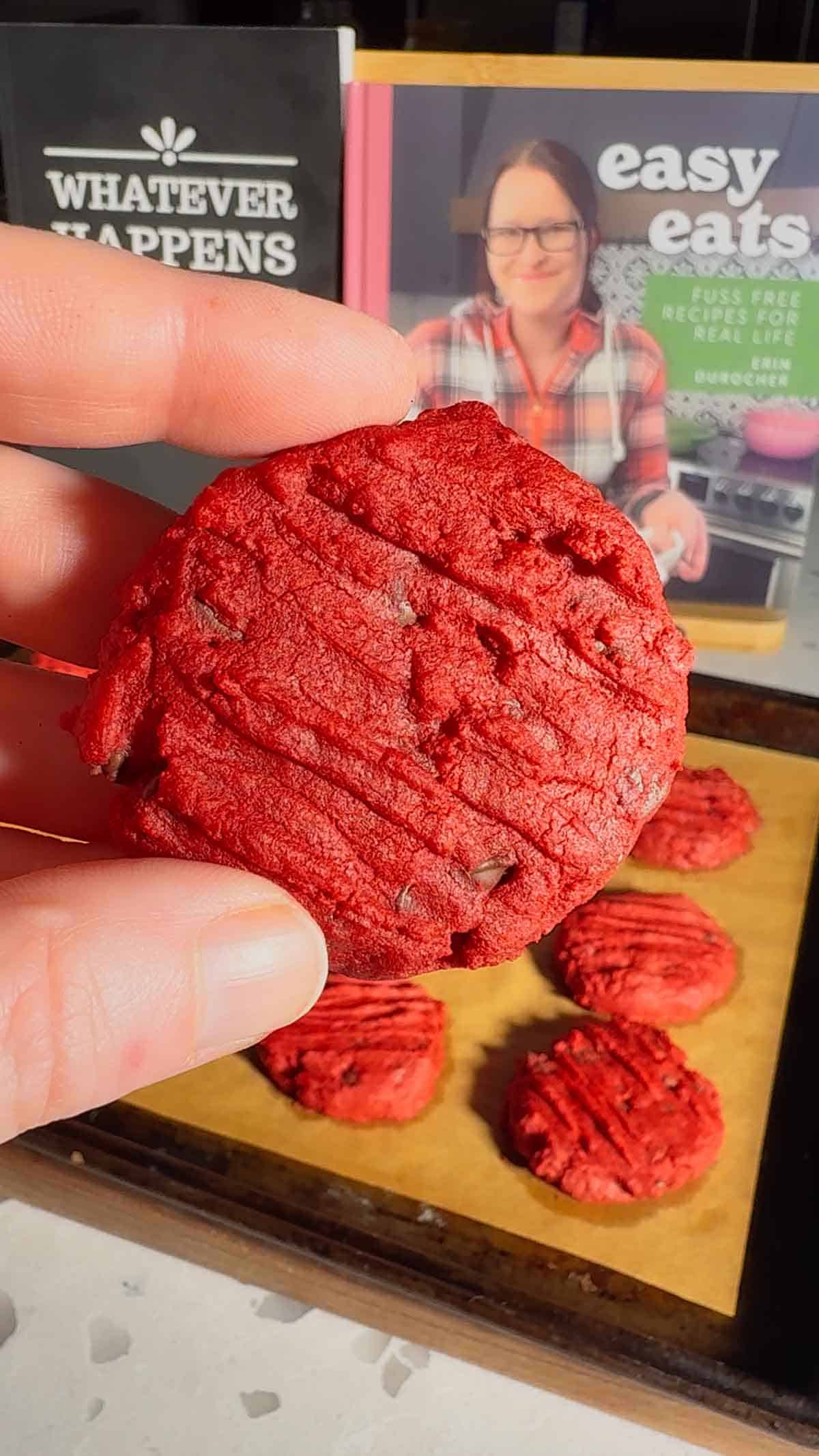 These red velvet shortbread cookies are a festive twist on classic whipped shortbread, with a rich red colour. With cream cheese, a hint of cocoa powder, and mini chocolate chips, this easy red velvet cookie recipe delivers the perfect balance of buttery, chocolatey flavour in every bite. Whether you’re baking for the holidays, a cookie exchange, or just because, these red velvet shortbread cookies are simple to make and guaranteed to stand out on any dessert table.