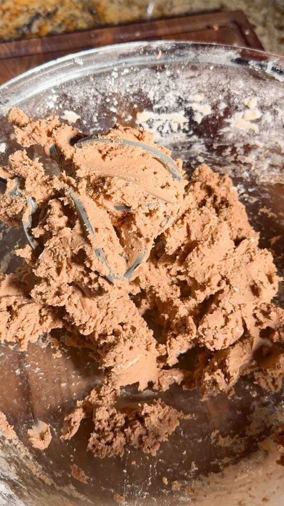 shortbread cookie dough in a mixing bowl