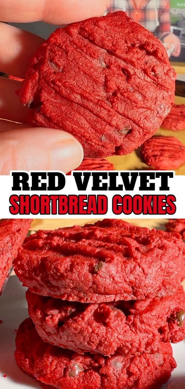 These red velvet shortbread cookies are a festive twist on classic whipped shortbread, with a rich red colour. With cream cheese, a hint of cocoa powder, and mini chocolate chips, this easy red velvet cookie recipe delivers the perfect balance of buttery, chocolatey flavour in every bite. Whether you’re baking for the holidays, a cookie exchange, or just because, these red velvet shortbread cookies are simple to make and guaranteed to stand out on any dessert table.
