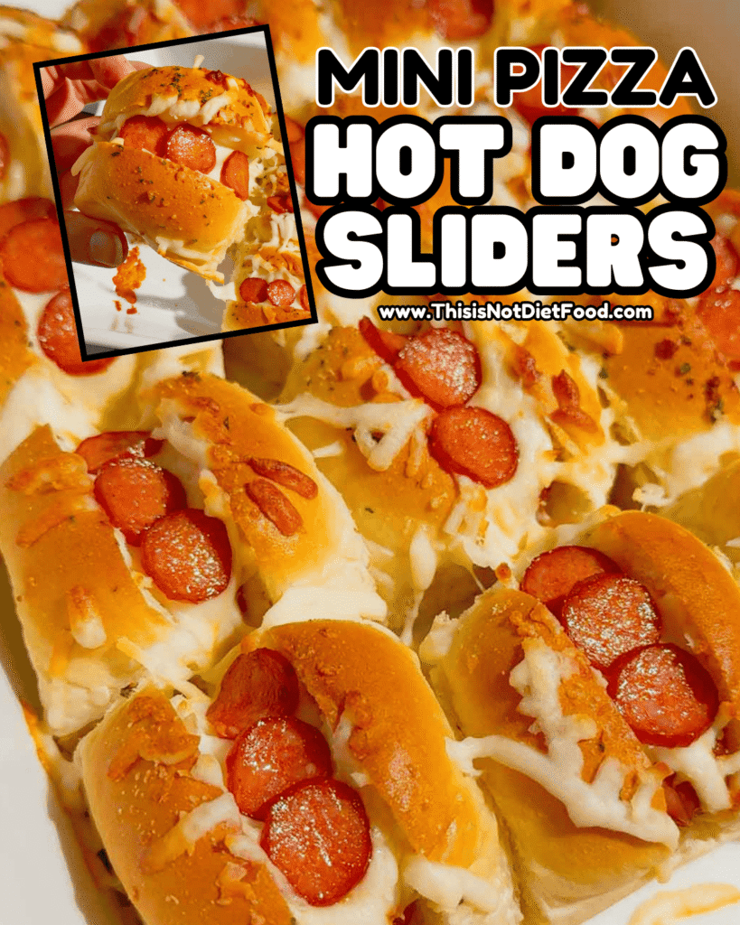 Craving fun, bite-sized party food? These Mini Pizza Dog Sliders are the ultimate crowd-pleaser! King's Hawaiian rolls brushed with garlic butter, stuffed with cocktail wieners, topped with tangy pizza sauce, heaps of shredded mozzarella & mini pepperoni slices—baked 18 minutes at 350°F until golden, toasty & bubbly! Ready in 30 minutes total (12 min prep), makes 12 mini hot dog sliders. Perfect game day snack, kid-friendly appetizer, easy party food, Super Bowl treat or quick family dinner. So cheesy, so fun! 🍕🌭🥖 #MiniPizzaDogs #PizzaDogSliders #CocktailWeinerSliders #KingHawaiianRecipes #EasyAppetizers #GameDayFood #PartyFoodIdeas #MiniHotDogs #CheesySliders #QuickSnacks #KidFriendlyRecipes #BakedSliders