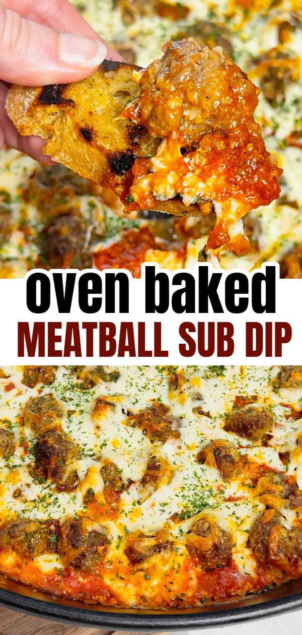 This Meatball Sub Dip is everything you love about a classic meatball sub, baked into a hot, cheesy skillet dip that’s perfect for sharing. Loaded with homemade tiny meatballs, creamy ricotta, rich pasta sauce, and plenty of shredded mozzarella, this easy baked dip comes out bubbly, melty, and packed with hearty Italian flavor. Serve it with sliced, toasted baguette for dipping to make every bite taste just like a warm, cheesy meatball sub—perfect for game day, parties, or any casual get-together.