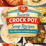 12 crock pot soup recipes that make cozy comfort food dinners completely effortless. This collection includes hearty slow cooker soups, rich beef stews, creamy chicken soups, and thick, flavorful chili recipes perfect for busy weeknights and cold weather meals. These easy crock pot dinners are family friendly, budget friendly, and great for picky eaters. Just dump the ingredients into your slow cooker and let it simmer into a warm, filling meal. Perfect for meal prep, freezer friendly dinners, make ahead meals, school night cooking, and easy family dinners when you need something simple, hearty, and satisfying without spending hours in the kitchen.