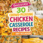 Easy chicken casserole recipes for a crowd that are perfect for potlucks, family gatherings, church suppers, and busy weeknights. These cheesy chicken casseroles are kid friendly, budget friendly, and great for feeding a hungry crowd. Find easy chicken bakes, creamy pasta casseroles, simple comfort food dishes, cheap family dinners, and hearty chicken recipes all in one place. Perfect for large family meals, make ahead casseroles, freezer friendly dinners, easy potluck recipes, crowd pleasing comfort food, and simple weeknight chicken dinners everyone will love.