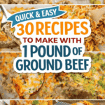 Quick and easy dinner recipes with 1 pound of ground beef. These kid friendly dinners are perfect for busy weeknights, picky eaters, and tight budgets. Cheap ground beef meals, easy hamburger casseroles, simple skillet dinners, taco recipes, pasta bakes, and fast family meals all in one place. Great for easy weeknight dinners, budget friendly recipes, school night meals, quick meal planning ideas, and simple comfort food.