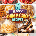 8 easy dump cake recipes that are perfect for busy weeknight desserts, holiday baking, and simple family treats. This collection includes cherry dump cake, caramel apple dump cake, chocolate dump cake, carrot cake dump dessert, Oreo dump cake, pineapple dump cake, and pumpkin dump cake options. These easy desserts use boxed cake mix, pie filling, and pudding mix to create rich, gooey results with minimal effort. Many are 3 ingredient dump cake recipes that are beginner friendly and budget friendly. Perfect for potlucks, holiday parties, make ahead desserts, and quick sweet treats when you need something fast and delicious.