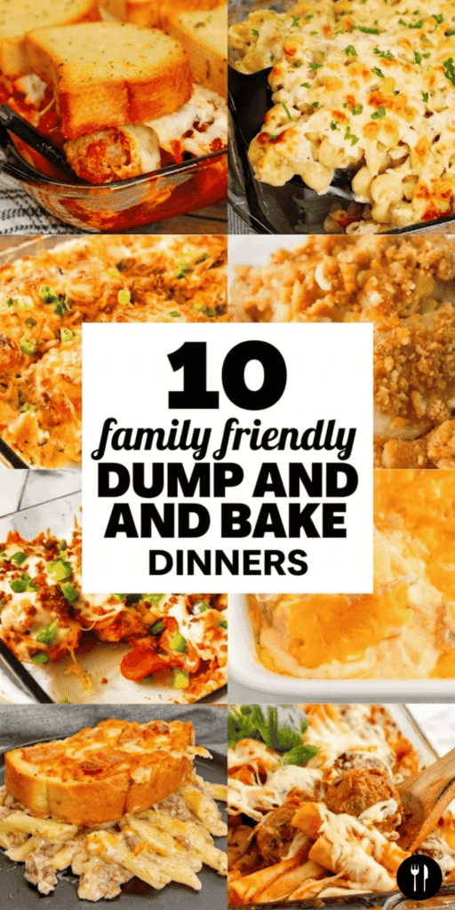 10 dump and bake recipes perfect for busy weeknight dinners when you need quick and easy meals with minimal prep. This collection includes dump and bake casseroles like dump and bake meatball casserole, dump and bake chicken Alfredo, dump and bake pasta dinners, and simple dump and bake chicken recipes. You’ll also find family favorites like chicken and rice dinners, ground beef casseroles, and hearty meals with potatoes that cook right in the oven. These easy dump and bake dinners are budget friendly, great for picky eaters, and perfect for cheap family dinners. Ideal for busy families, fall recipes, freezer meals, and simple weeknight cooking.