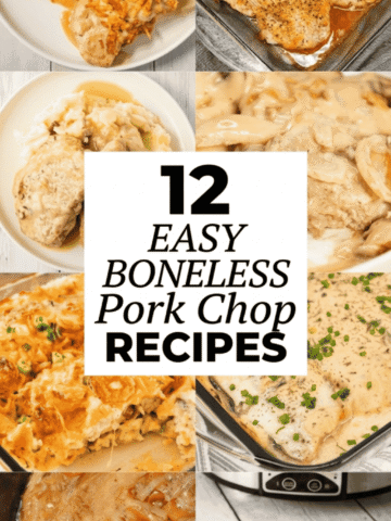 12 easy boneless pork chop recipes perfect for quick weeknight dinners and simple family meals. This roundup includes boneless pork chop recipes in oven, baked boneless chop recipes, and juicy boneless chop recipes that are full of flavor. You’ll also find boneless pork chop recipes crockpot style, boneless pork chop recipes air fryer, and instant pot pork chops that make dinner easy. From thick boneless pork chop recipes to pork chop casserole and healthy pork chop recipes, these pork chops dinner ideas are perfect for families. If you’re wondering what to make with pork chops, these easy pork chop recipes include some of the best baked pork chops ever.