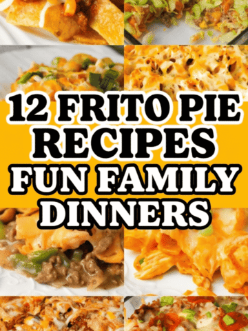 12 Frito pie recipes perfect for family dinners, potlucks, and casual parties. This roundup includes classic Frito chili pie recipes, homemade Frito pie casserole dishes, and creative variations like Frito taco pie, pizza Frito pie, sloppy Joe Frito pie, and chicken Frito pie. You’ll find oven baked Frito pie recipes with chili, ground beef, hamburger meat, and crunchy corn chips for the ultimate comfort food dinner. These easy Frito pie recipe ideas are great for feeding a crowd and perfect for family gatherings, potluck meals, and fun party dinners. From Texas Frito pie to cheesy casseroles with corn chips, these recipes are kid friendly, hearty, and perfect for busy weeknight dinners.