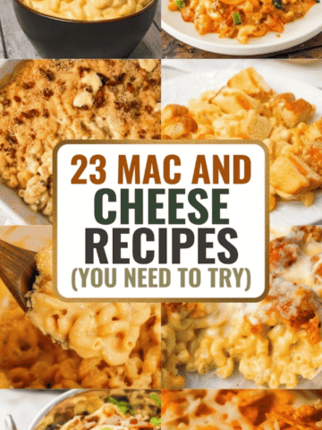 23 mac and cheese recipes for dinner that take classic comfort food to the next level. This roundup includes baked mac and cheese, stovetop mac and cheese, crock pot mac and cheese, and one pot mac and cheese recipes that are creamy, cheesy, and easy to make. Discover mac and cheese with chicken, ground beef, bacon, and lobster along with loaded mac and cheese with crunchy toppings like breadcrumbs, Ritz crackers, and Doritos. You’ll find extra creamy recipes using heavy cream, half and half, cream cheese, mozzarella, pepper jack, and cheese soup. These homemade mac and cheese recipes are perfect for kids, families, Thanksgiving dinners, parties, meal prep, freezer meals, and feeding a crowd.