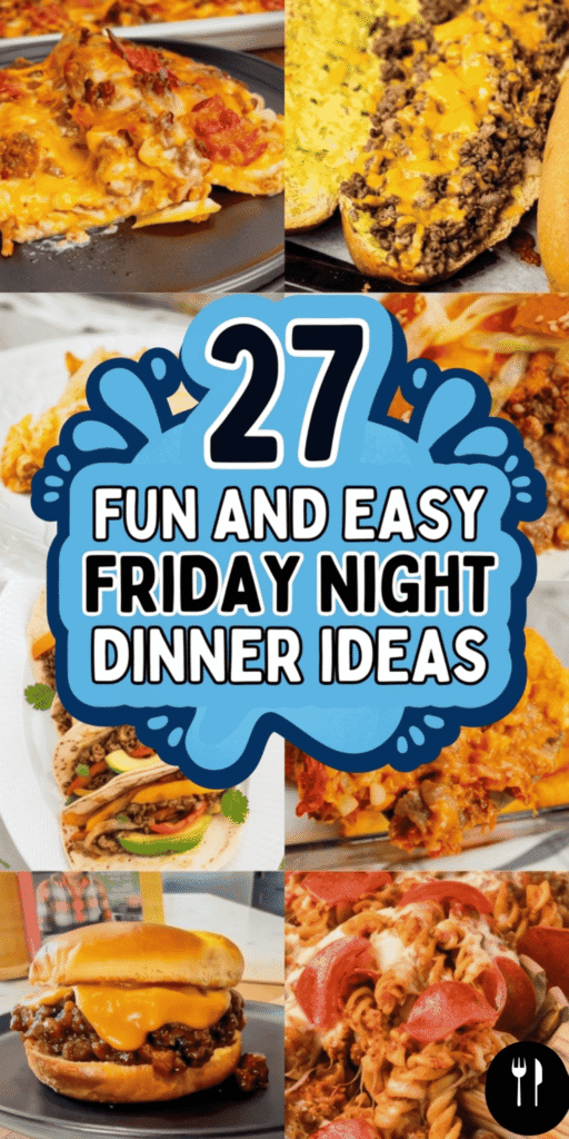 After a long week, Friday night is the perfect time to relax and enjoy a fun, easy dinner with the family. Instead of spending hours in the kitchen, many families prefer simple meals that come together quickly but still feel a little special to kick off the weekend. From cheesy comfort food to quick crowd-pleasing favorites, Friday night dinners are all about easy recipes that everyone will actually be excited to eat.
In this collection of 27 fun and easy Friday night dinner ideas, you’ll find plenty of quick and satisfying meals perfect for busy families. There are pizza recipes, hearty pasta dishes, sloppy joes, casseroles, subs, and simple chicken dinners that are great for kids and adults alike. Whether you’re looking for quick Friday night dinner ideas, lazy Friday night meals, or budget friendly dinners for the whole family, these recipes make it easy to start the weekend with a delicious and stress-free meal.