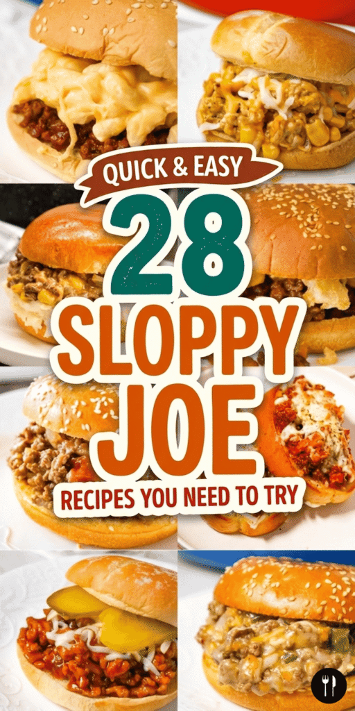 28 quick and easy sloppy joe recipes perfect for dinner ideas for families, parties, and feeding a crowd. This roundup includes classic homemade sloppy joe sauce recipes with ketchup, tomato sauce, chili sauce, brown sugar, and even healthy versions with no ketchup. You’ll find sloppy joe sliders, sloppy joe dogs, cheesy sloppy joe casseroles, nacho sloppy joe bakes, and fun comfort food mashups like sloppy joe mac and cheese and garlic butter sloppy joe bread. Recipes include ground turkey, ground chicken, pork, bacon, and even creative versions using salsa, BBQ sauce, spaghetti sauce, and Cajun flavors. Great for kids, meal prep, large groups, and easy weeknight dinners.
