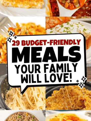 29 cheap easy meals for families perfect for saving money while still serving delicious dinners. This roundup includes low budget dinner ideas, extremely cheap meals, and easy meals on a budget that are perfect for busy weeknights. You’ll find quick and easy dinner recipes made with simple ingredients that stretch your grocery budget and feed the whole family. These budget friendly meals are great for picky eaters and include frugal meals that are hearty and satisfying. If you’re looking for cheap meals on a budget families will love, these recipes are perfect for meal planning, saving money on groceries, and cooking meals on a tight budget.