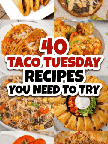 40 Taco Tuesday ideas perfect for easy weeknight dinners and casual family gatherings. This collection includes homemade tacos with ground beef, chicken, shrimp, ground chicken, and steak along with creative recipes that aren’t tacos like taco casserole with tortillas, taco lasagna, taco mac and cheese, taco pasta, taco spaghetti, and taco pie. You’ll also find taco soup, taco salad, taco pasta salad, taco stuffed peppers, nachos, and fun side recipes like taco Frito corn salad and rice dishes. These quick and simple taco night recipes are perfect for families, picky eaters, busy school nights, game day gatherings, and fun weekend meals.