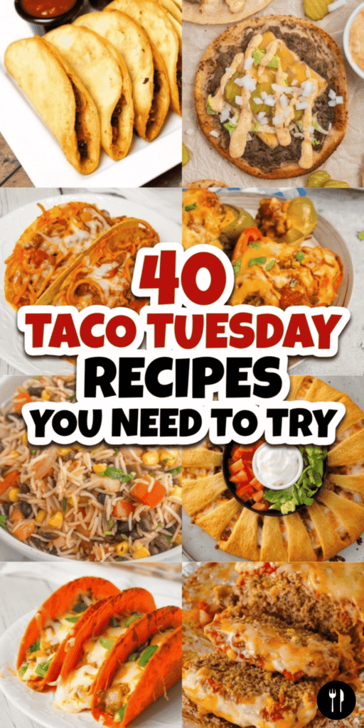 40 Taco Tuesday ideas perfect for easy weeknight dinners and casual family gatherings. This collection includes homemade tacos with ground beef, chicken, shrimp, ground chicken, and steak along with creative recipes that aren’t tacos like taco casserole with tortillas, taco lasagna, taco mac and cheese, taco pasta, taco spaghetti, and taco pie. You’ll also find taco soup, taco salad, taco pasta salad, taco stuffed peppers, nachos, and fun side recipes like taco Frito corn salad and rice dishes. These quick and simple taco night recipes are perfect for families, picky eaters, busy school nights, game day gatherings, and fun weekend meals.