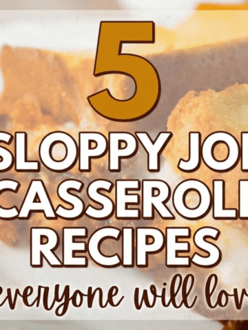 5 sloppy joe casserole recipes perfect for family dinner and busy weeknight meals. This collection includes comfort food favorites like sloppy joe casserole with tater tots, sloppy joe casserole with biscuits using Pillsbury biscuits, and sloppy joe casserole with cornbread made with Jiffy cornbread mix. You’ll also find hearty dinner ideas like sloppy joe casserole with mashed potatoes and a fun sloppy joe grilled cheese casserole loaded with melty cheese. These recipes feature homemade sloppy joe sauce and simple ingredients that make them budget friendly and perfect for feeding a crowd. Great for potluck dinners, family meals, kids who love sloppy joes, and easy weeknight dinner ideas when you need cheap meals that still taste amazing.