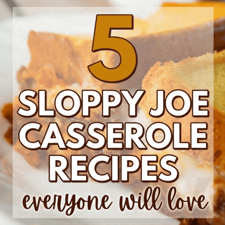 5 sloppy joe casserole recipes perfect for family dinner and busy weeknight meals. This collection includes comfort food favorites like sloppy joe casserole with tater tots, sloppy joe casserole with biscuits using Pillsbury biscuits, and sloppy joe casserole with cornbread made with Jiffy cornbread mix. You’ll also find hearty dinner ideas like sloppy joe casserole with mashed potatoes and a fun sloppy joe grilled cheese casserole loaded with melty cheese. These recipes feature homemade sloppy joe sauce and simple ingredients that make them budget friendly and perfect for feeding a crowd. Great for potluck dinners, family meals, kids who love sloppy joes, and easy weeknight dinner ideas when you need cheap meals that still taste amazing.