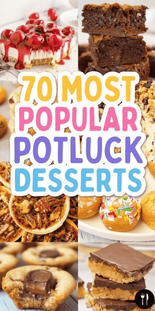 Looking for the best potluck desserts that everyone will love? This collection of 70 easy potluck desserts is packed with crowd pleasing desserts perfect for any occasion. You&rsquo;ll find quick desserts for a crowd, potluck desserts no bake, and easy party desserts for a crowd that are simple to make and easy to transport. From rich chocolate treats to fruity summer dessert for a crowd options, these recipes are perfect for potluck ideas dessert tables. Whether you need dessert recipes for church potluck, holiday potlucks, or family gatherings, these dessert recipes for potluck parties are guaranteed crowd pleasers that disappear fast.