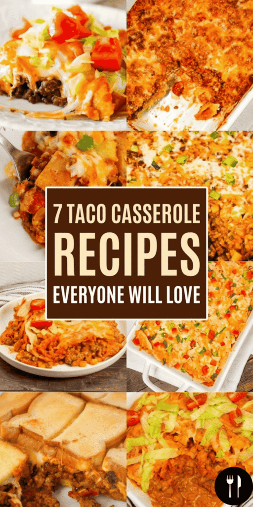 7 taco casserole recipes perfect for busy weeknight dinners and easy family meals. This roundup includes chicken taco casserole, ground beef taco casserole, hamburger taco casserole, and cheesy taco meat casserole dishes that are hearty and satisfying. You’ll find taco casserole with tortillas, taco casserole with Doritos, taco casserole with rice, and taco casserole with potatoes that are perfect for feeding a crowd or serving for family gatherings. These easy taco casserole recipes are kid friendly and great for busy families who love simple comfort food dinners. From walking taco casserole to taco pasta casserole, these are some of the best taco casserole recipes for easy dinners.